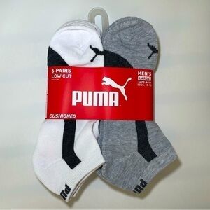Puma men’s low cut socks 6 pack size 8-12 white black gray